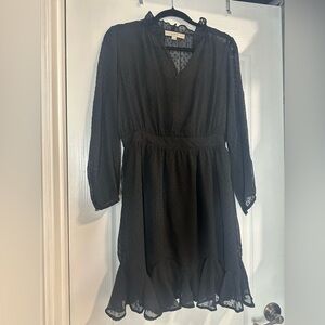 Loft black sheer Swiss dot mini dress 10 petite